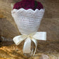 Unique Handmade Crocheted Hot Pink Dress Doll Flower Bouquet