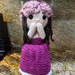 Unique Handmade Crocheted Magenta Dress Doll Flower Bouquet