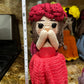 Unique Handmade Crocheted Peach Coral Dress Doll Flower Bouquet