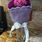 Unique Handmade Crocheted Dark Blue Dress Doll Flower Bouquet