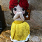 Unique Handmade Crocheted Yellow Dress Doll Flower Bouquet