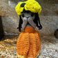 Unique Handmade Crocheted Orange Dress Doll Flower Bouquet