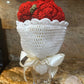 Unique Handmade Crocheted Yellow Dress Doll Flower Bouquet