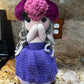 Unique Handmade Crocheted Dark Blue Dress Doll Flower Bouquet