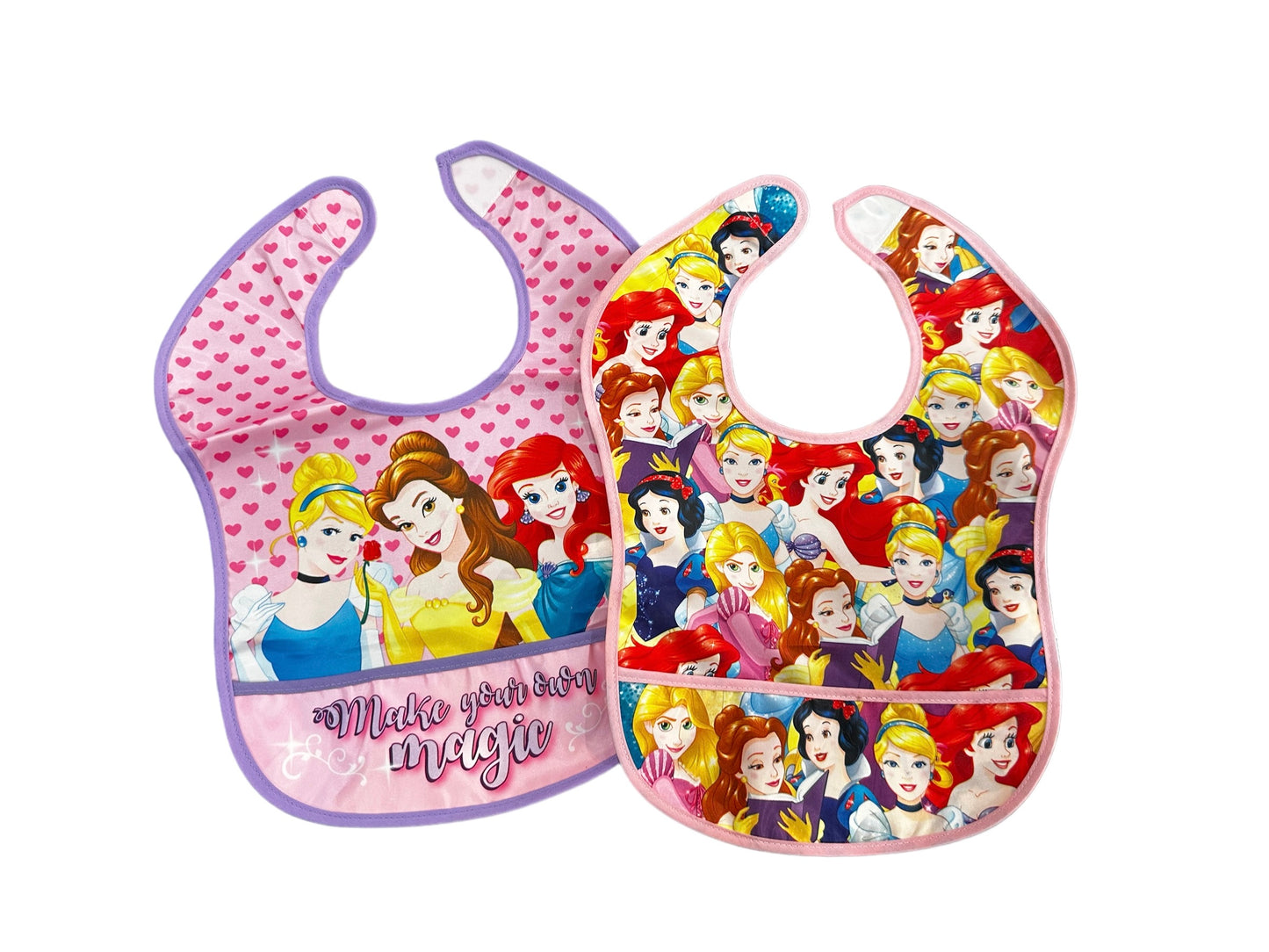 Feeding Bibs Baby and Toddler for 6-24 Months,  Soft Fabric, 2-pk Princess Magic