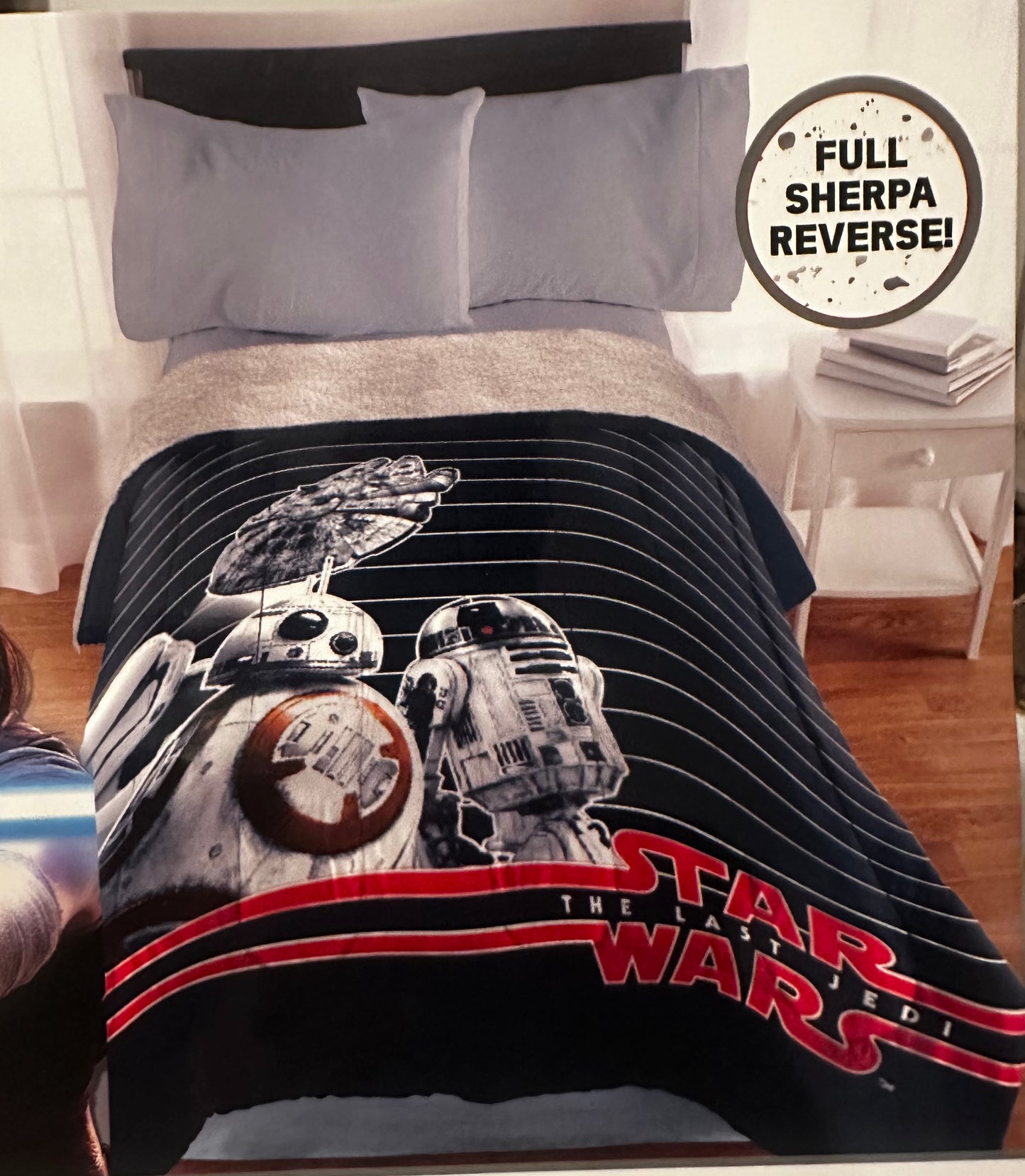 Star wars The Last Jedi Twin/Full Comforter Blanket 2 in 1 Full Sherpa Reverse (Featuring BB8 and R2D2)