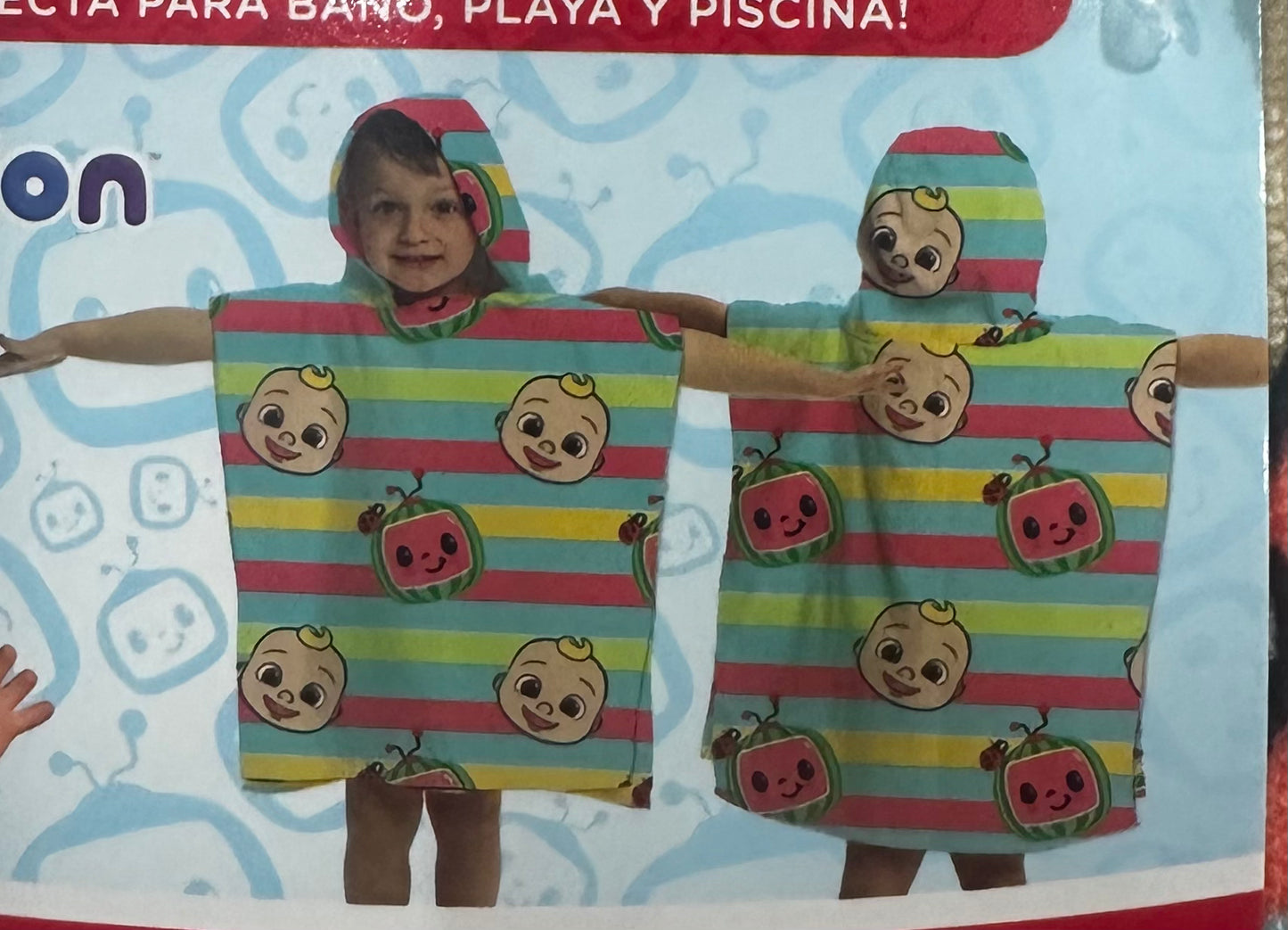 Cocomelon - Hooded Kids Towel Poncho "Candy Stripes"