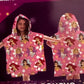 Princess - Hooded Kids Towel Poncho "Floral Royal Girls"