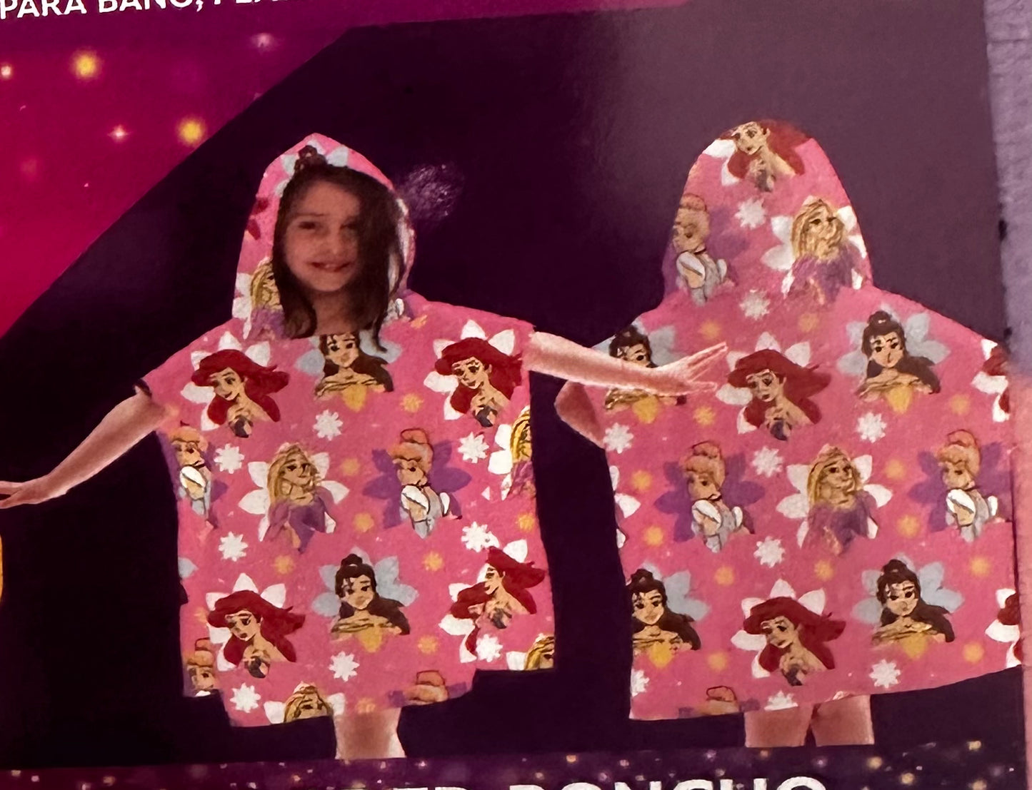 Princess - Hooded Kids Towel Poncho "Floral Royal Girls"