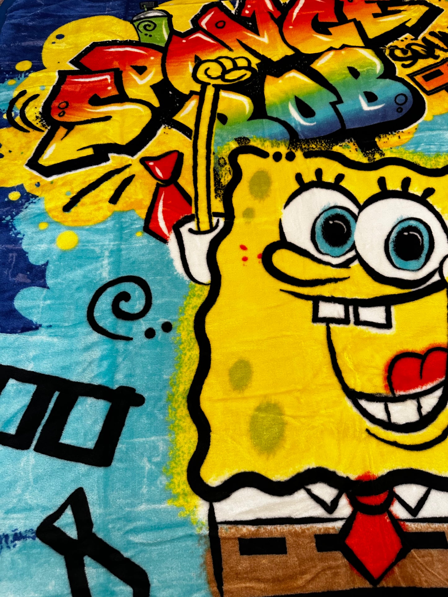 SpongeBob Extra Soft Plush 60"x80" Twin Size Blanket “Graffiti Bob”