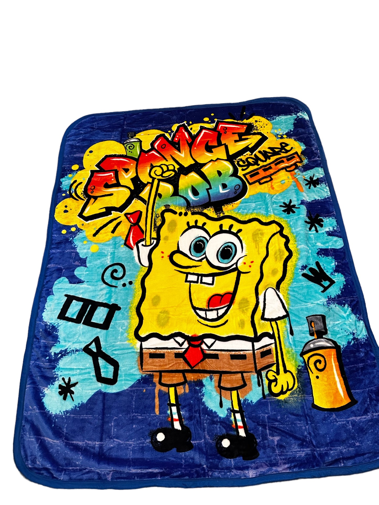 SpongeBob Extra Soft Plush 60"x80" Twin Size Blanket “Graffiti Bob”
