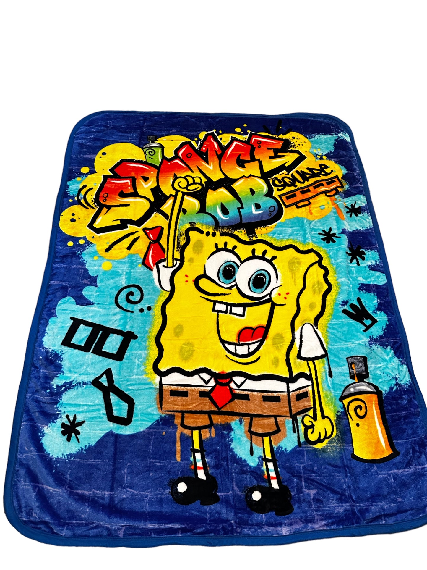 SpongeBob Extra Soft Plush 60"x80" Twin Size Blanket “Graffiti Bob”