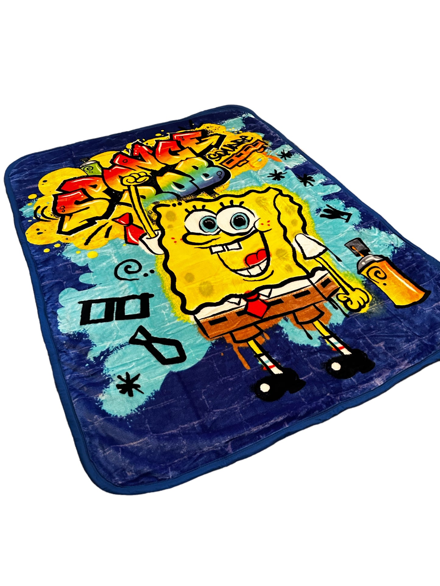 SpongeBob Extra Soft Plush 60"x80" Twin Size Blanket “Graffiti Bob”