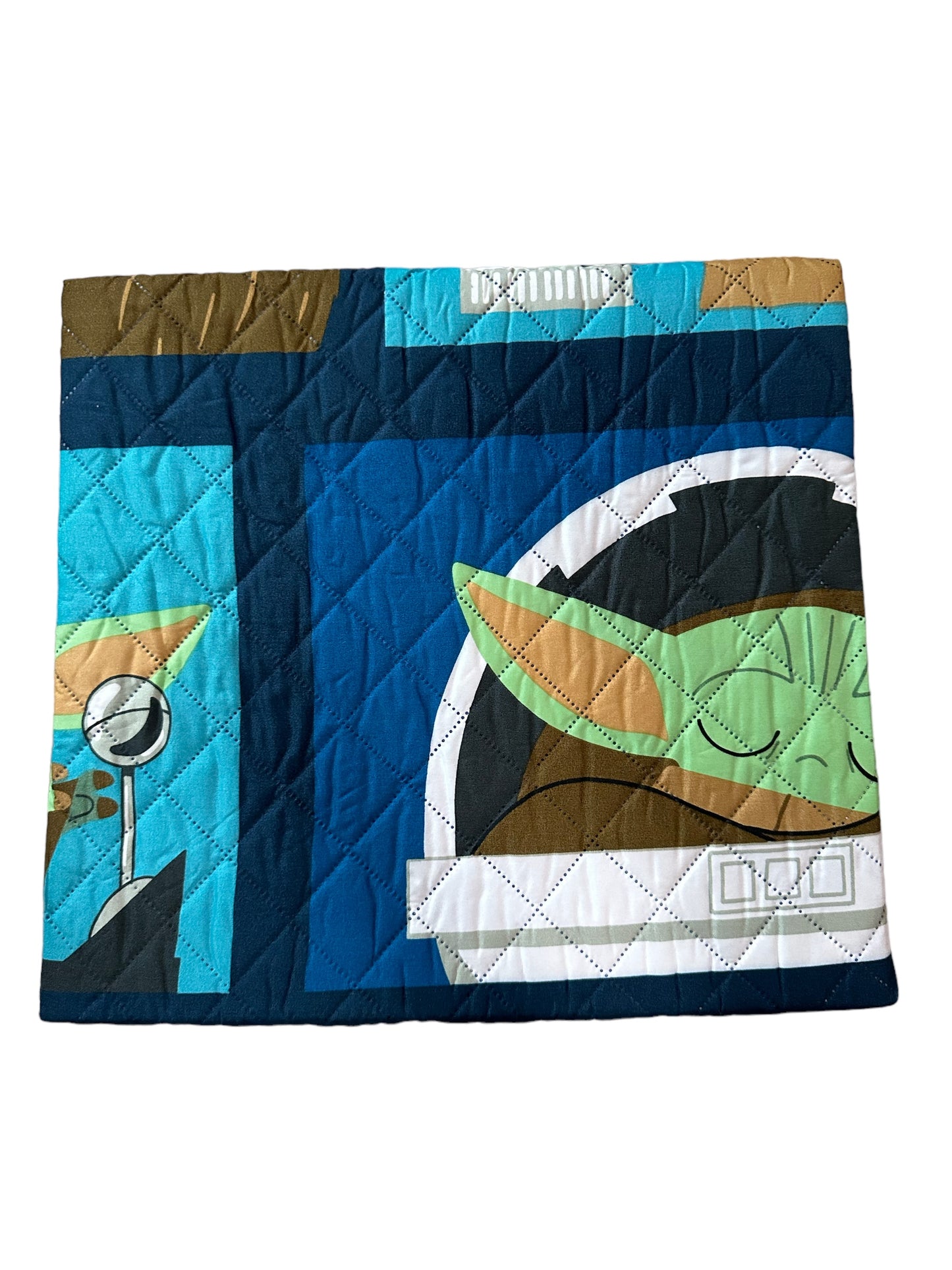 2 Pieces Twin Size Star Wars Mandalorian "Where I Go He Goes" Quilted Bedspread & Pillow Sham Set