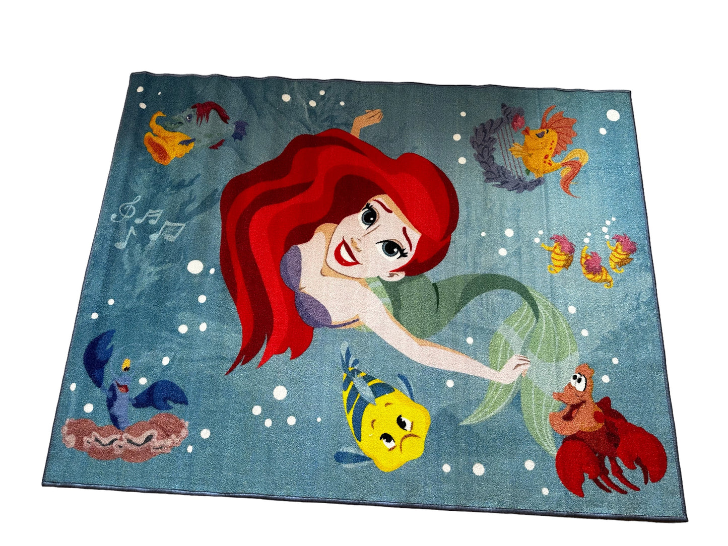 Ariel Little Mermaid "Make Your Own Music" Kids Area Rug Room Decor 52" x 68" Non Skid Play Mat