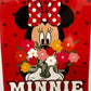 Minnie Mouse Flower Icon Twin Sized 60"x80" Plush Raschel Blanket