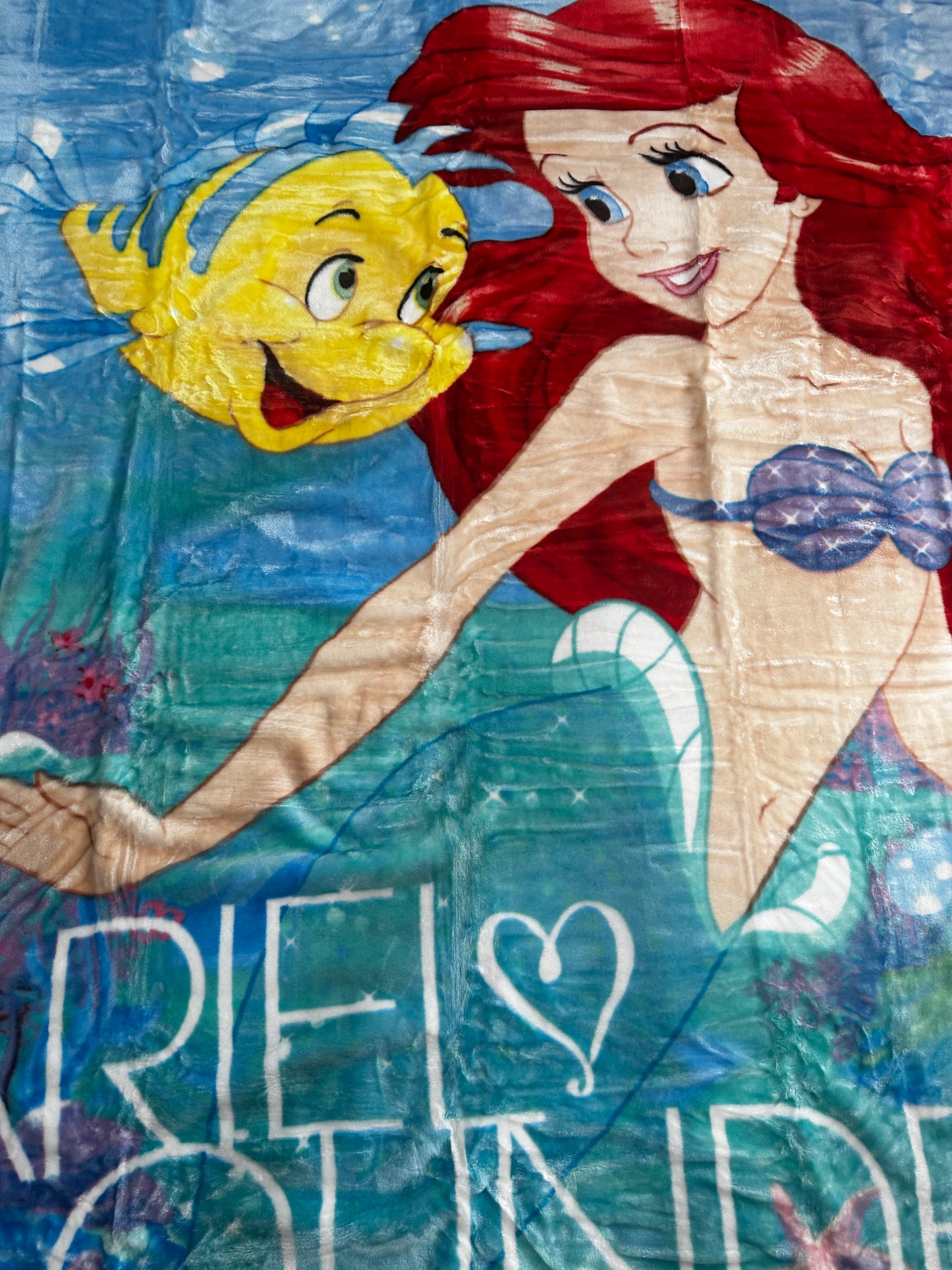 Ariel Little Mermaid Cloud Touch Plush 60"x80" Twin Size Blanket