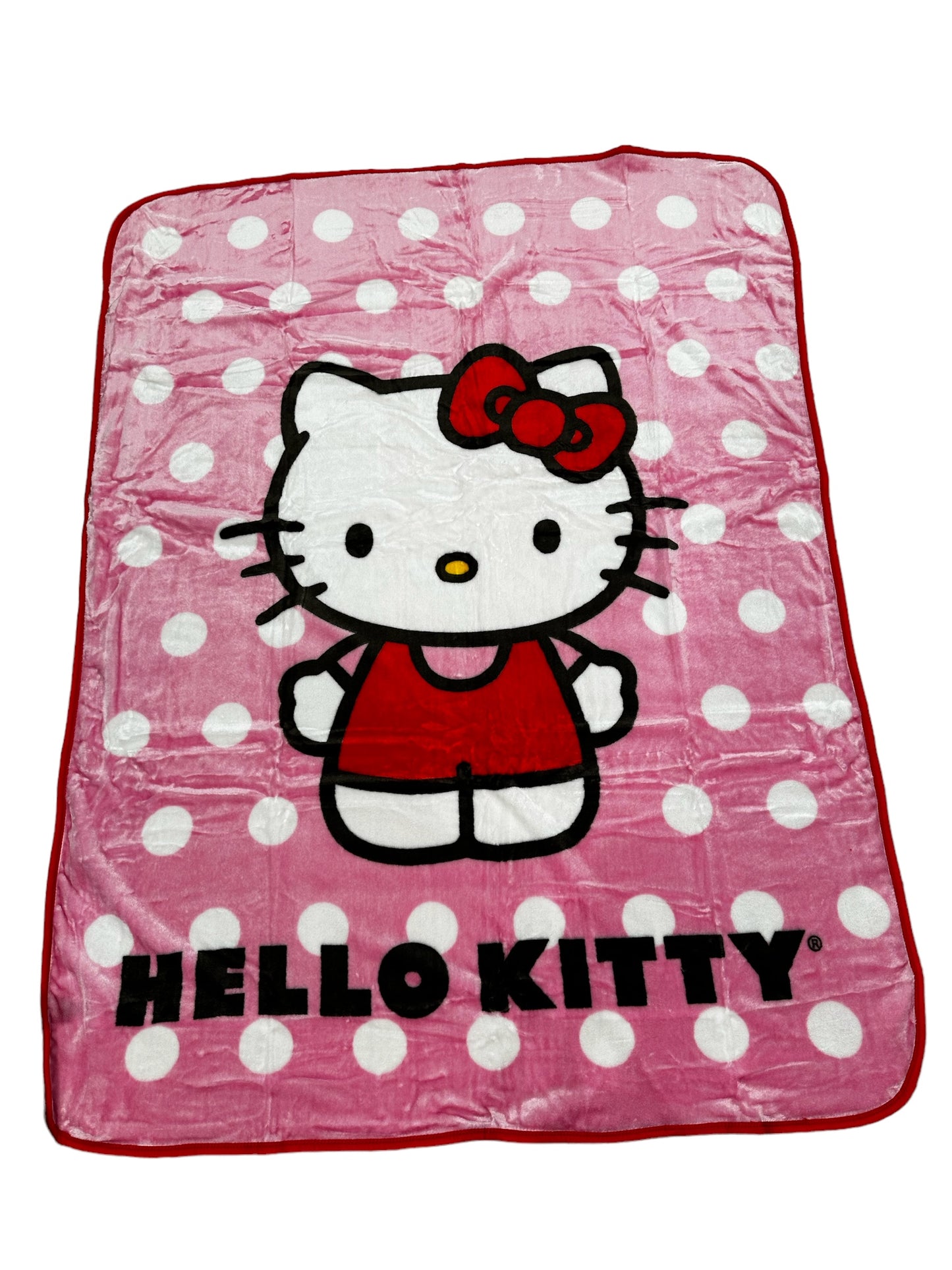 Classic Hello Kitty Polka Dots Twin 60"x80"  Plush Blanket Extra Soft