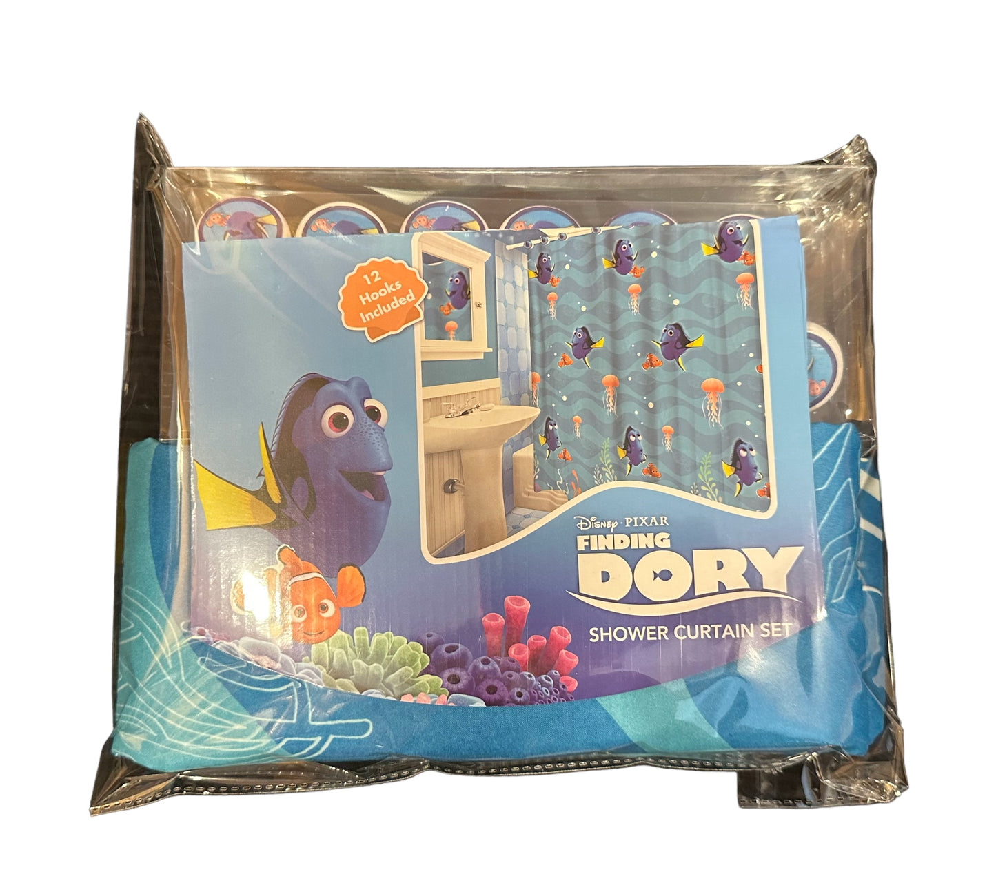 Disney Dory Finding Nemo Shower Curtain and Hooks Set