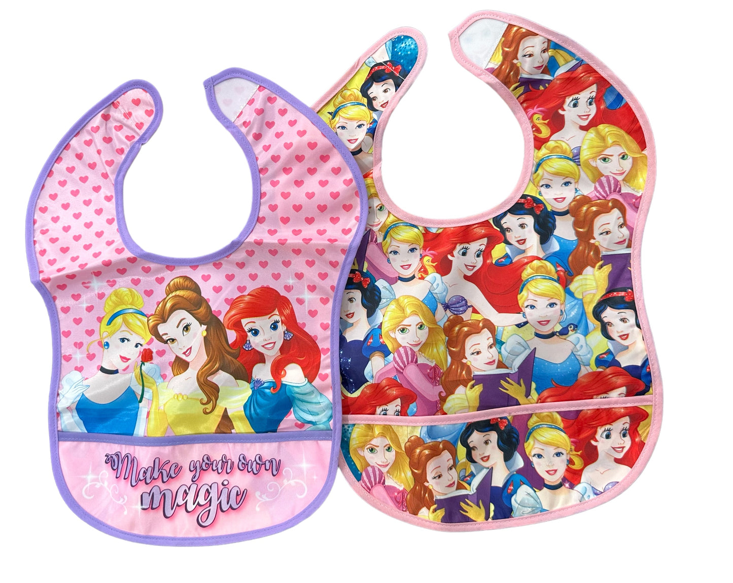 Feeding Bibs Baby and Toddler for 6-24 Months,  Soft Fabric, 2-pk Princess Magic