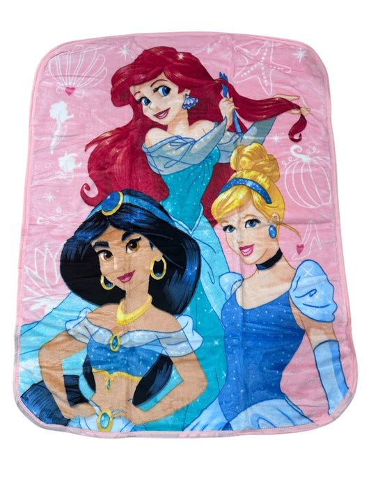 Princess Soft Plush 60"x80" Twin Size Blanket Ariel, Cinderella, Jazmine