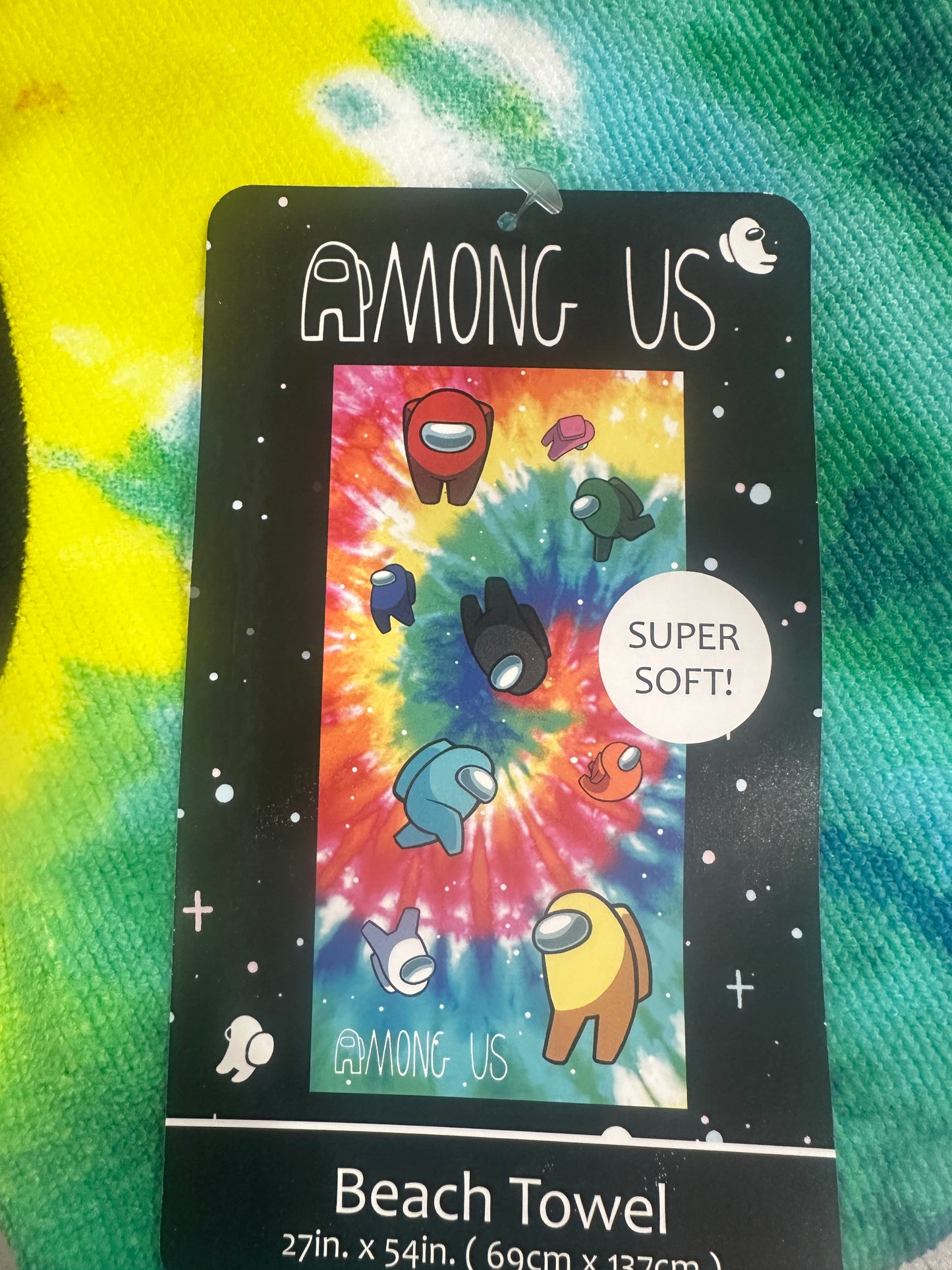 Among Us Beach Bath Towel 54x27 inch Microfiber Imposters Gaming Tie-Dye