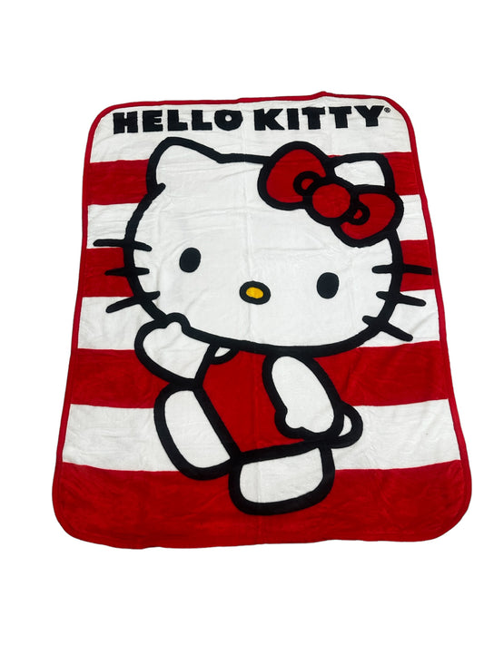 Hello Kitty  Stripes Twin 60"x80" Extra Soft Plush Blanket