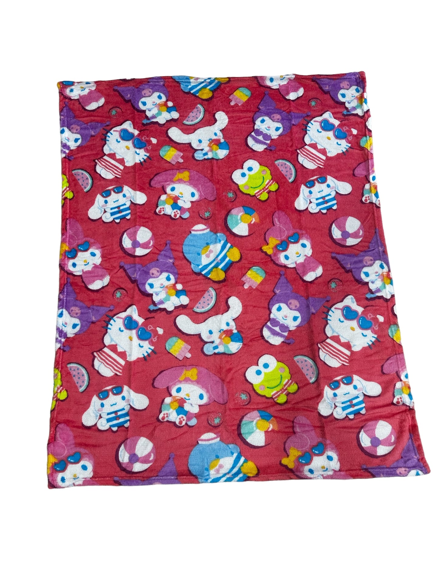 Hello Kitty & Friends Soft Silky Fleece Throw 40"x50" Kids Blanket “Summertime Swim”