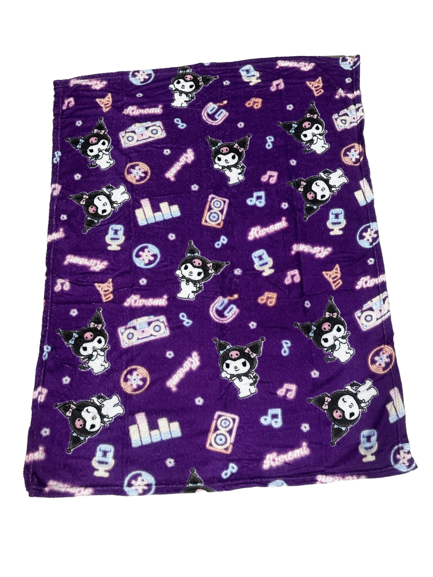 Kuromi & Friends Soft Silky Fleece Throw 40"x50" Kids Blanket “Neon Kuromi”