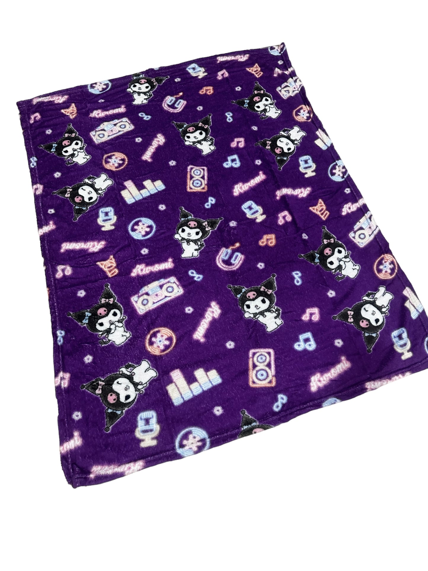 Kuromi & Friends Soft Silky Fleece Throw 40"x50" Kids Blanket “Neon Kuromi”