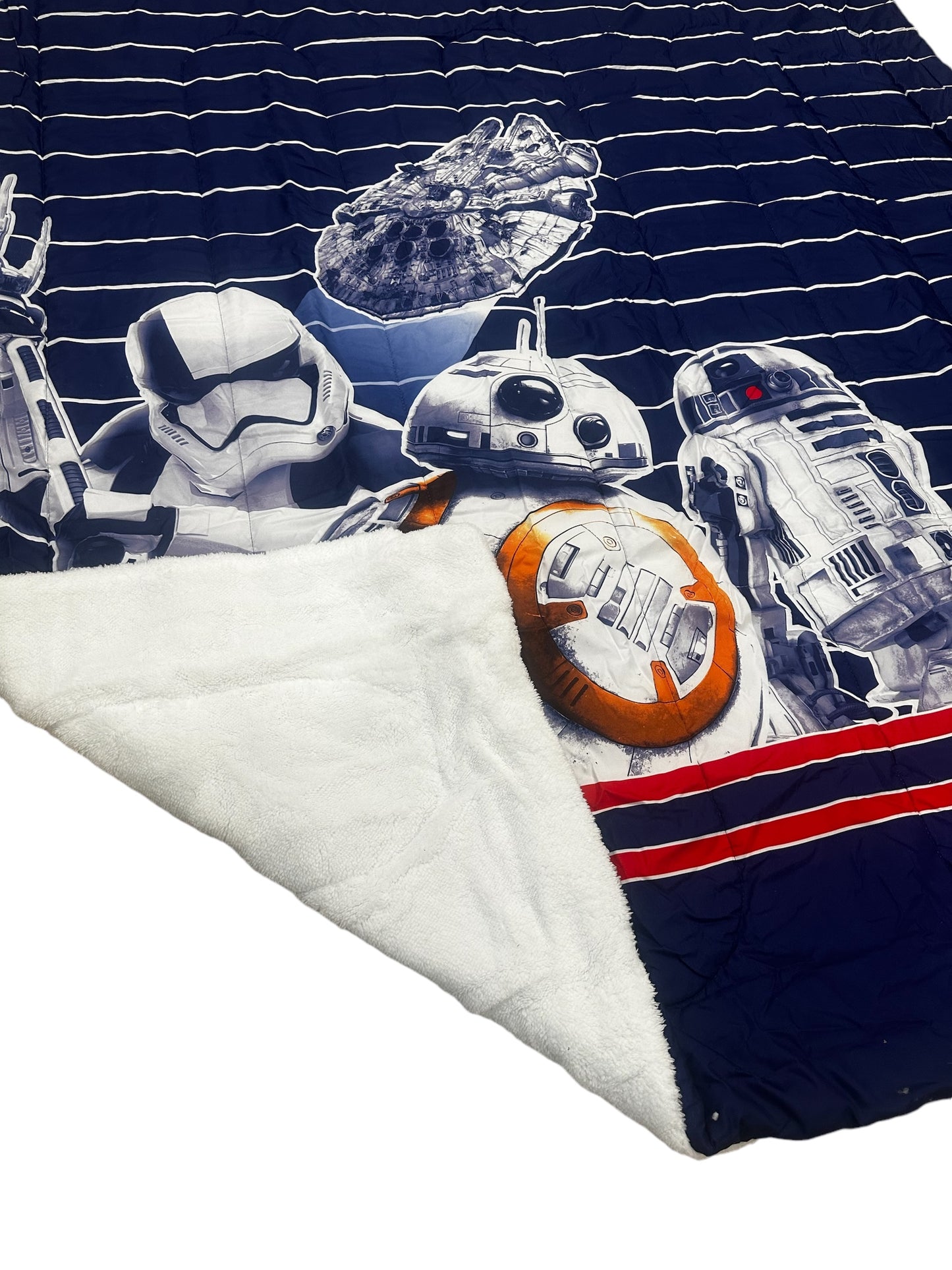 Star wars The Last Jedi Twin/Full Comforter Blanket 2 in 1 Full Sherpa Reverse (Featuring BB8 and R2D2)