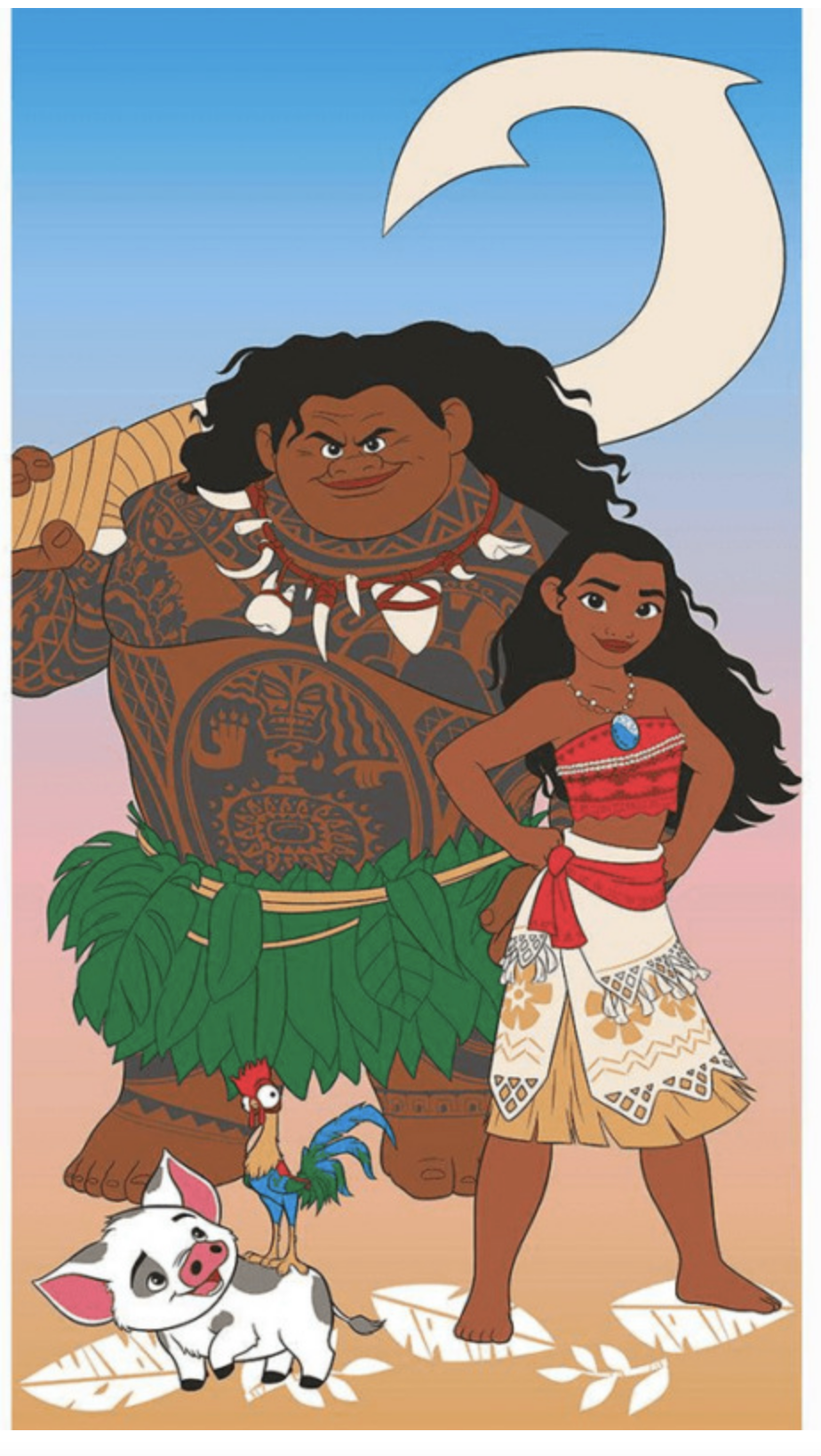 Moana and Friends Large Beach Towel 40" x 70"- Oversized Beach Bath Towel - for Kids Teens Adults