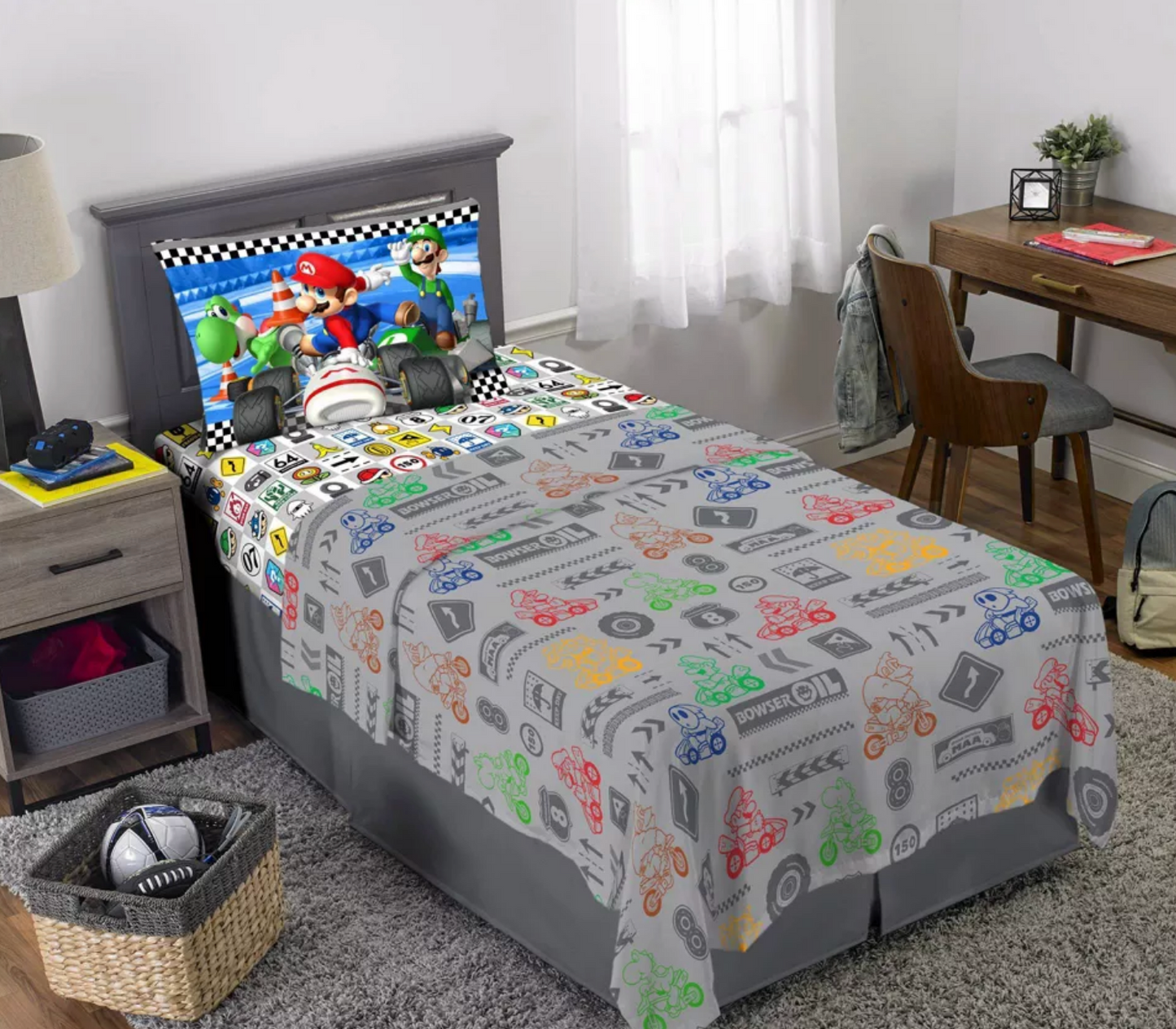 3 Pieces Epic Super Mario Kart Twin Size Sheet Set