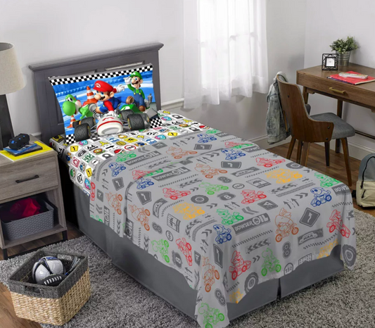 3 Pieces Epic Super Mario Kart Twin Size Sheet Set