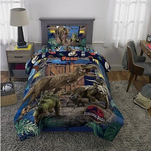 Jurassic World Twin Bedding Reversible Comforter Set 4 Pieces