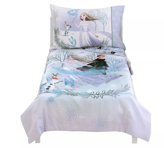 4 Pieces Frozen Royally Cool Toddler - Crib Size Bedding Comforter Set