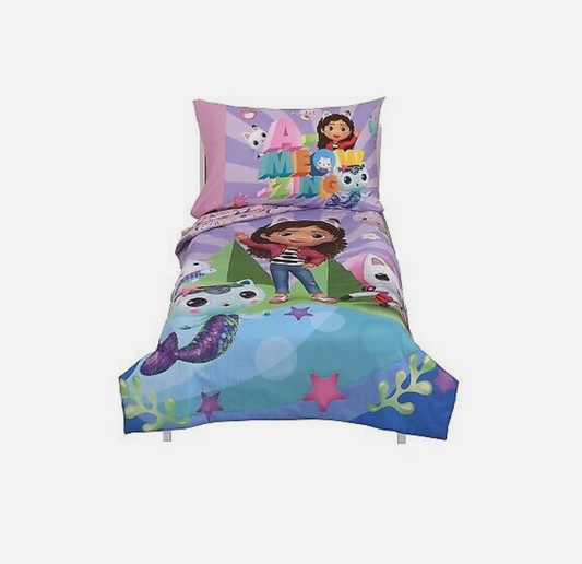 Gabby's Dollhouse Toddler - Crib Size Bedding Comforter 4 Pieces Set