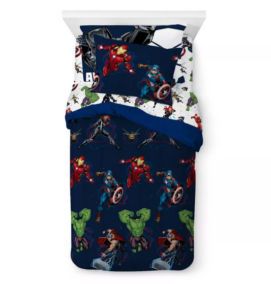 5 pieces Twin Avengers Bed in a Bag Bedding Set Reversible Comforter