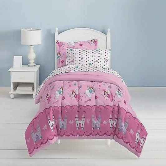 5 pieces Twin Magical Princess Bed in a Bag Bedding Comforter Set