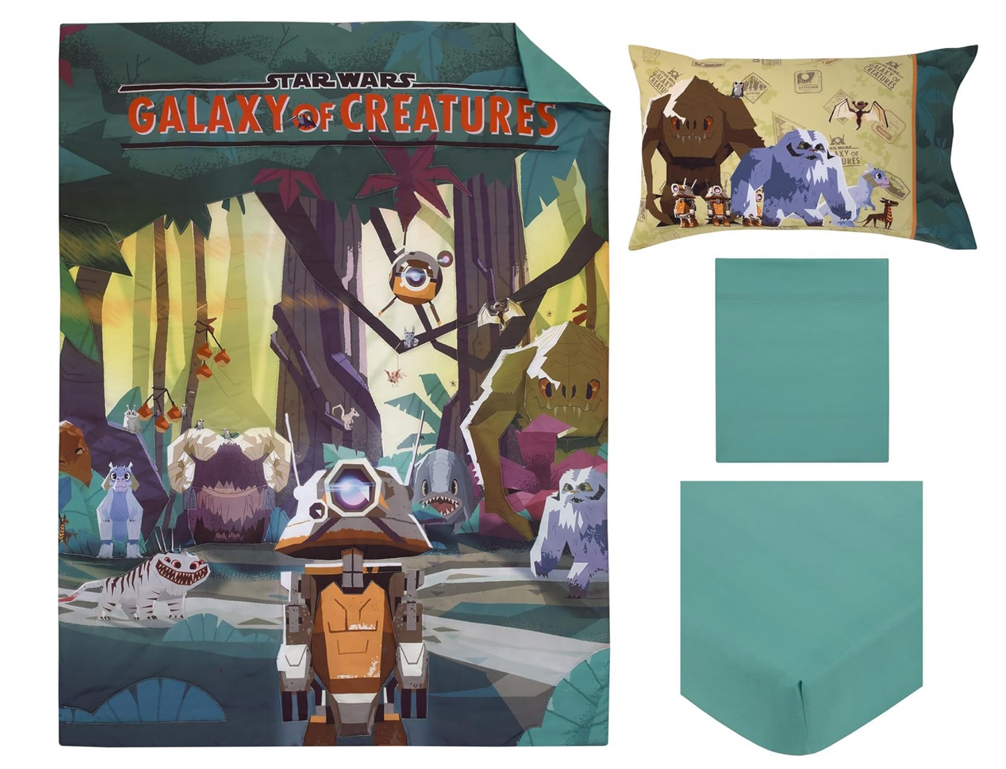 Star Wars Galaxy of Creatures Toddler - Crib Size Bedding Comforter Set 4 Pieces