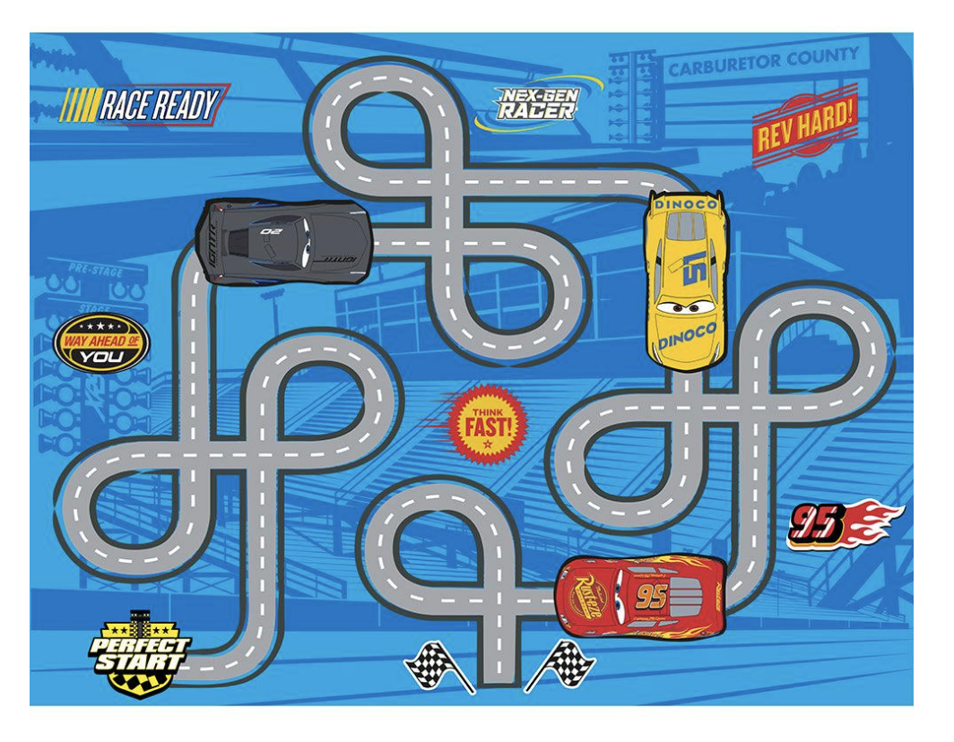 Disney Cars Kids Area Rug Room Decor 52" x 68" Non Skid Play Mat