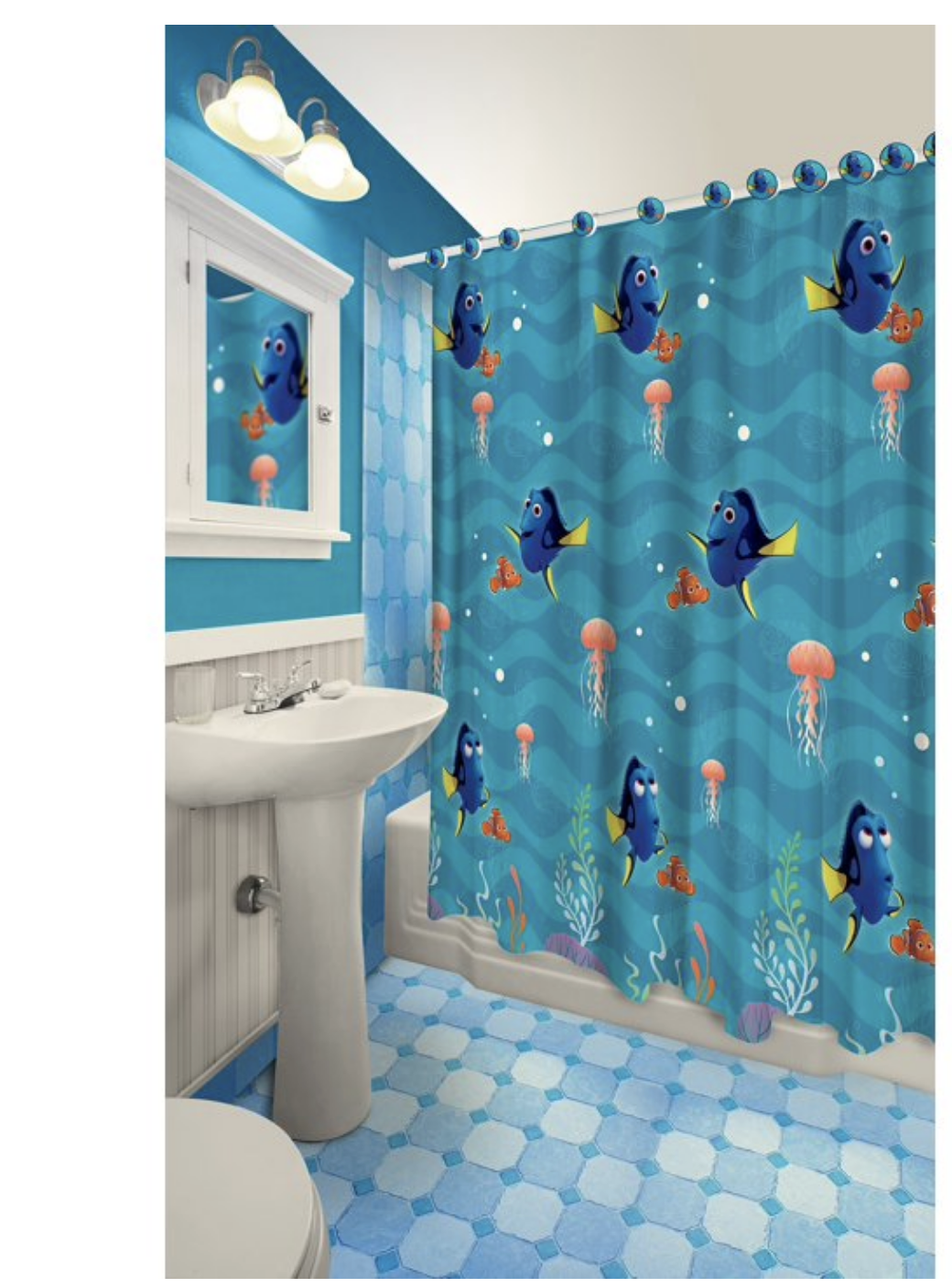 Disney Dory Finding Nemo Shower Curtain and Hooks Set