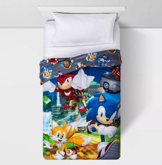 Sonic The Hedgehog Run Rings Around You Twin Reversible Comforter Only