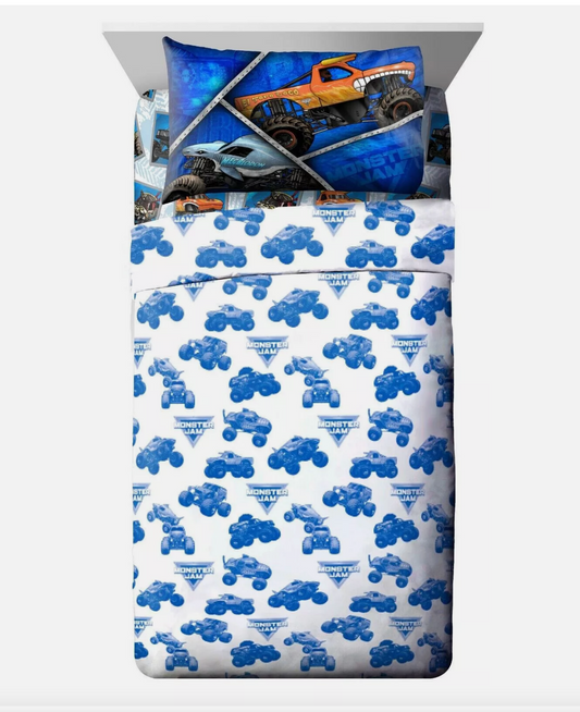 Monster Jam Twin Size Sheet Set 3 Pieces Kids Set