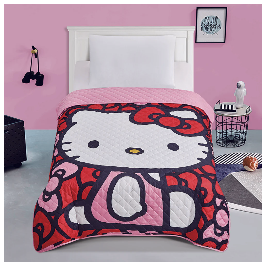 Hello Kitty "World of Bows" Twin Quilted Bedspread Only