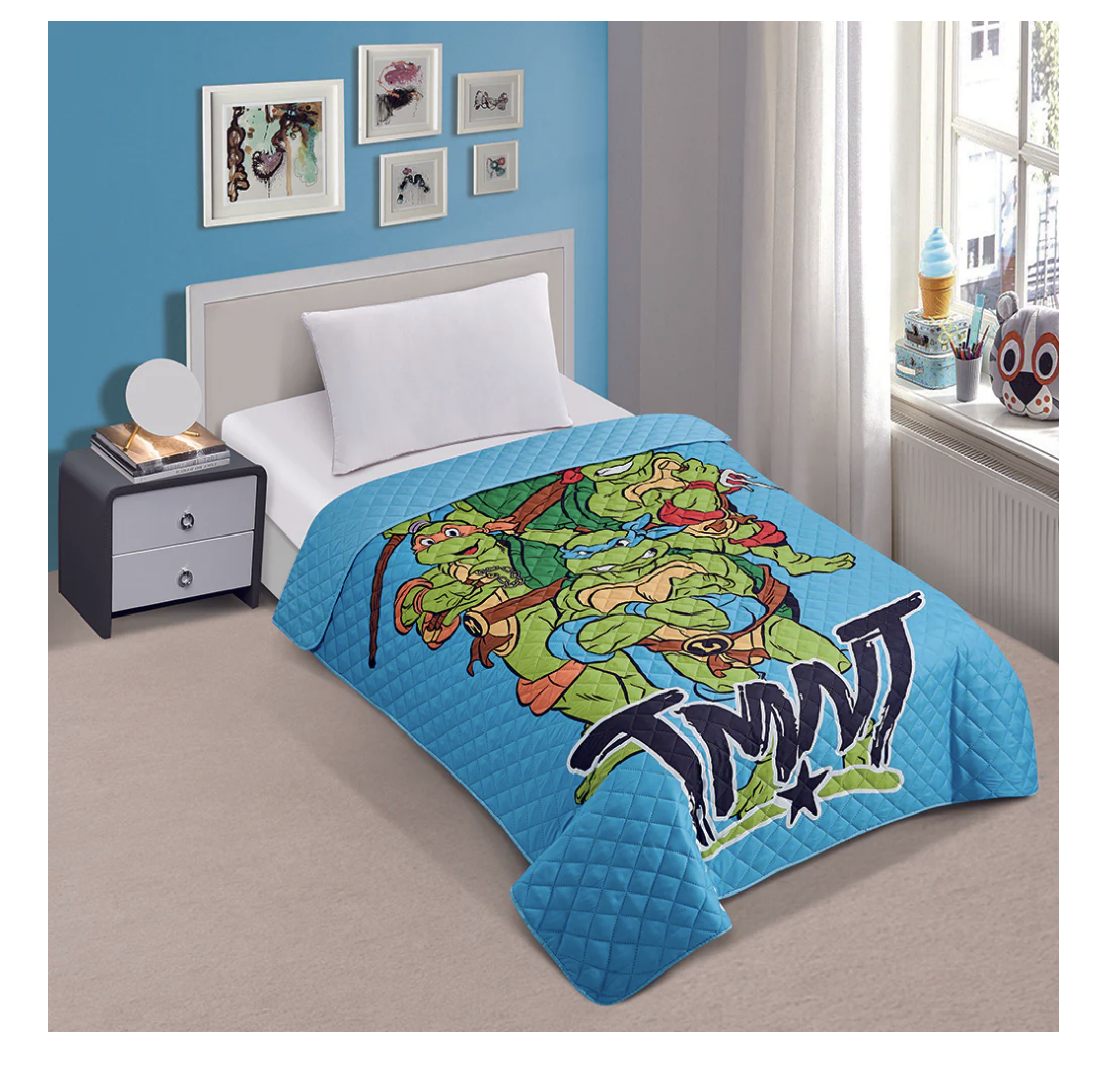 TMNT Teenage Mutant Ninja Turtles Twin Quilted Bedspread Only