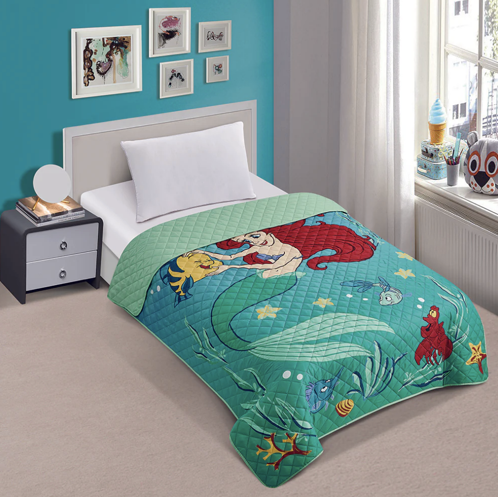 Ariel Little Mermaid Twin Quilted Bedspread "Sun-kissed"