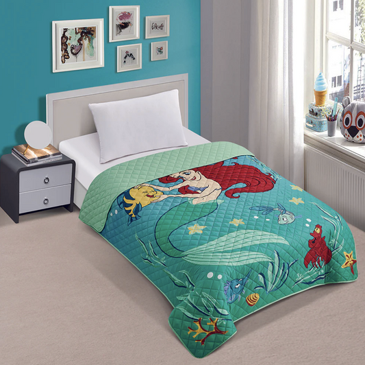 Ariel Little Mermaid Twin Quilted Bedspread "Sun-kissed"