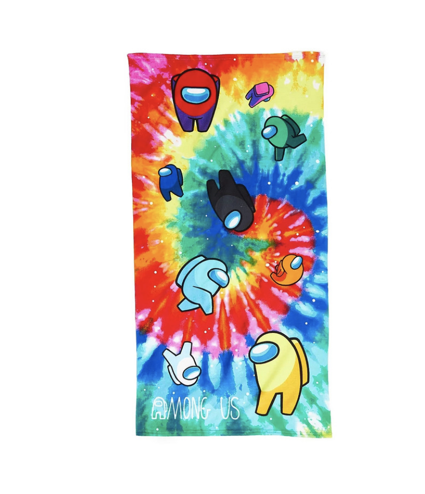 Among Us Beach Bath Towel 54x27 inch Microfiber Imposters Gaming Tie-Dye