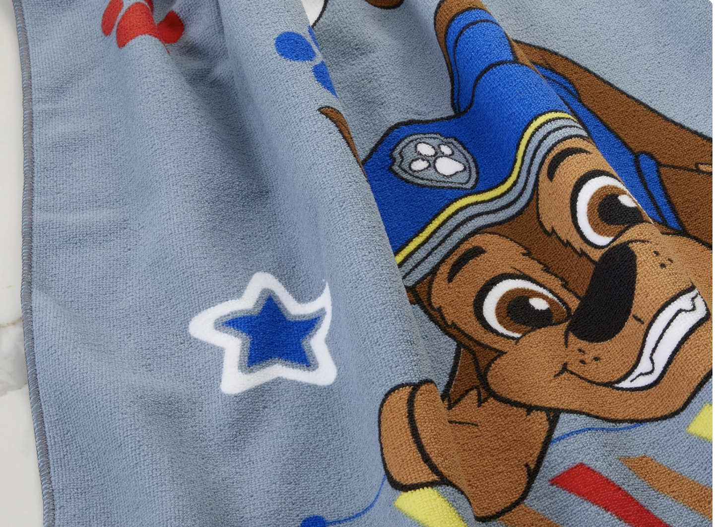 Paw Patrol Kids Chase Bath Towel and Character Scrubby Set, Gray, Nickelodeon